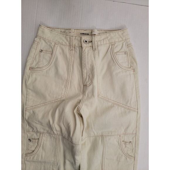 Maniere De Voir Cargo Denim Jeans Women’s 2 Tapered Snapp Of Ankle Stretwear - Picture 5 of 11